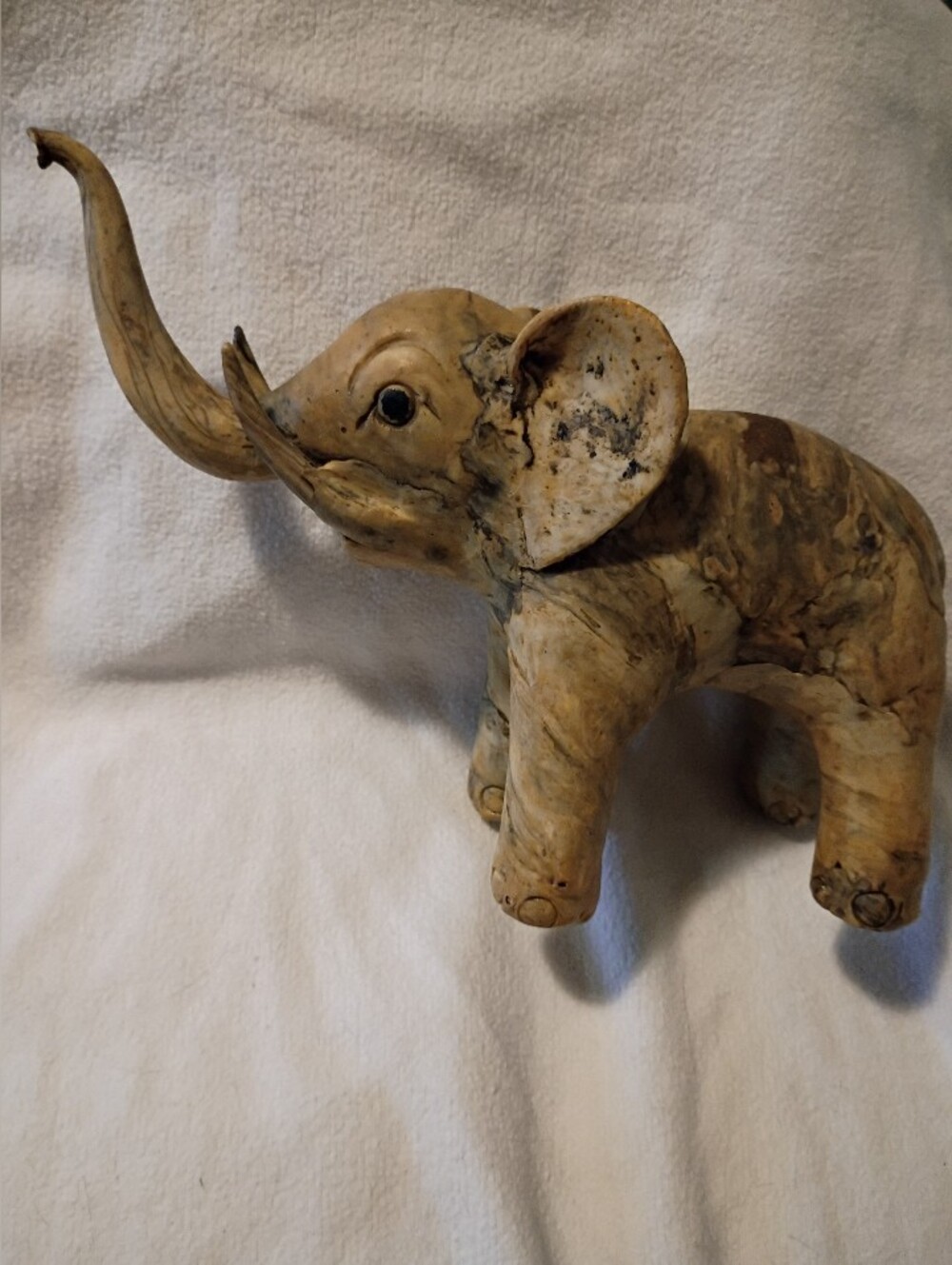 Vintage Elephant Figurine Crushed Oyster Shells 10"X 7"